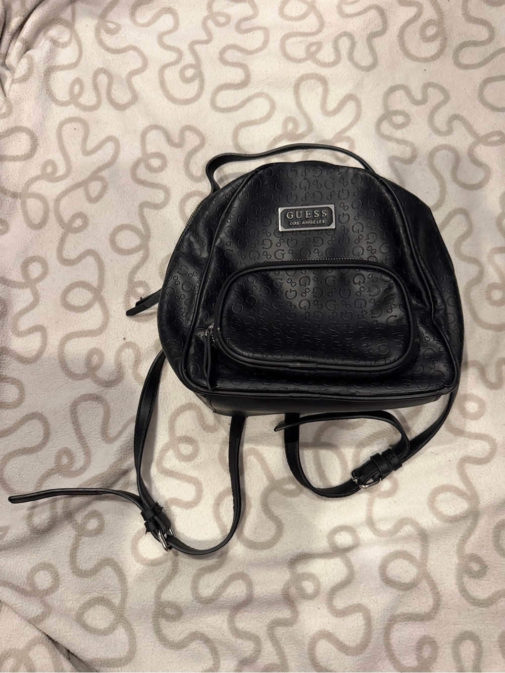 GUESS Black Embossed Mini Backpack